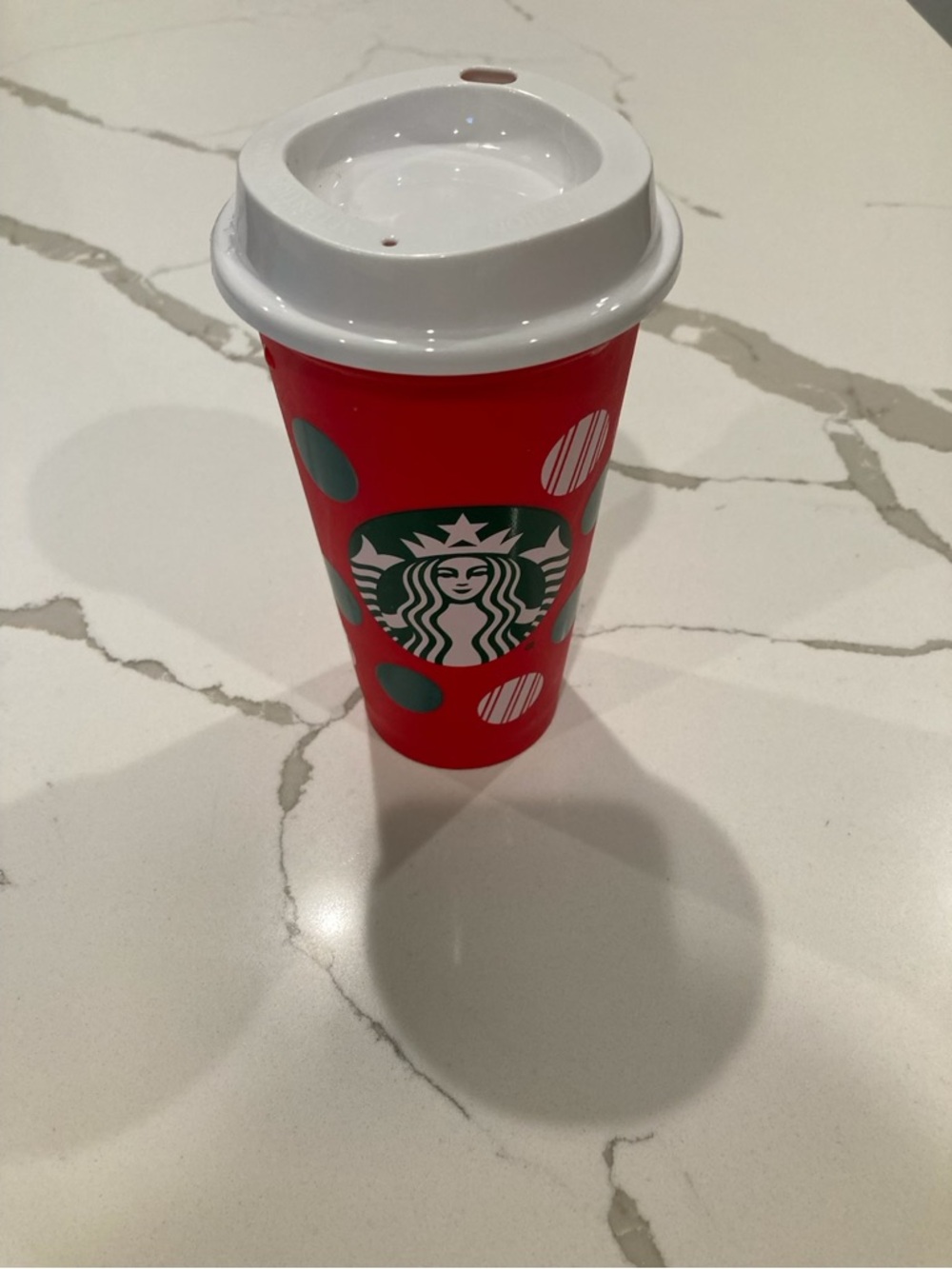 Starbucks red cup promo 16 oz hot reusable red plastic tumbler Christmas holiday